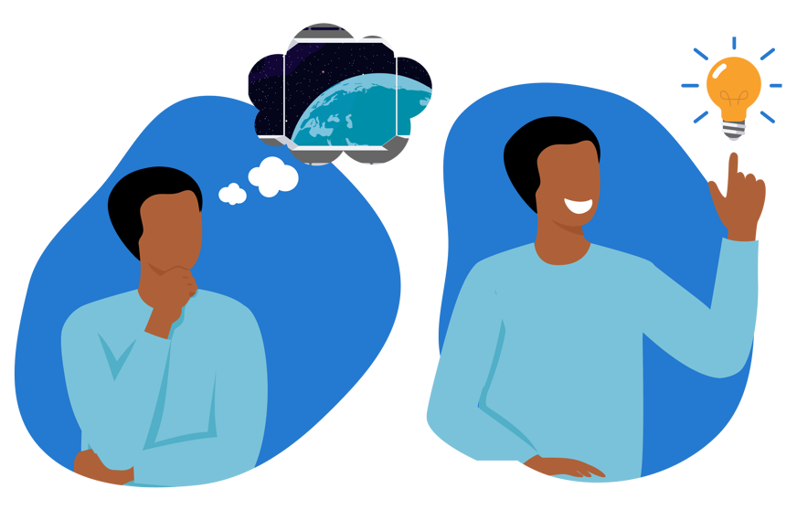 man dreaming about planet